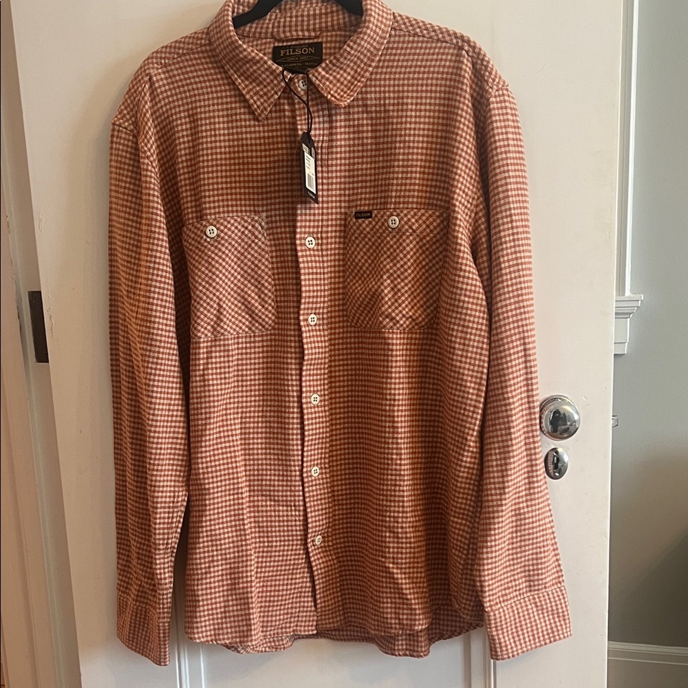 Filson Men's Rust Checkered Button Down Shirt